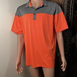 Slazenger Neon Orange Gray Golf POLO SHIRT XL  100% Polyester Makes A Statement!